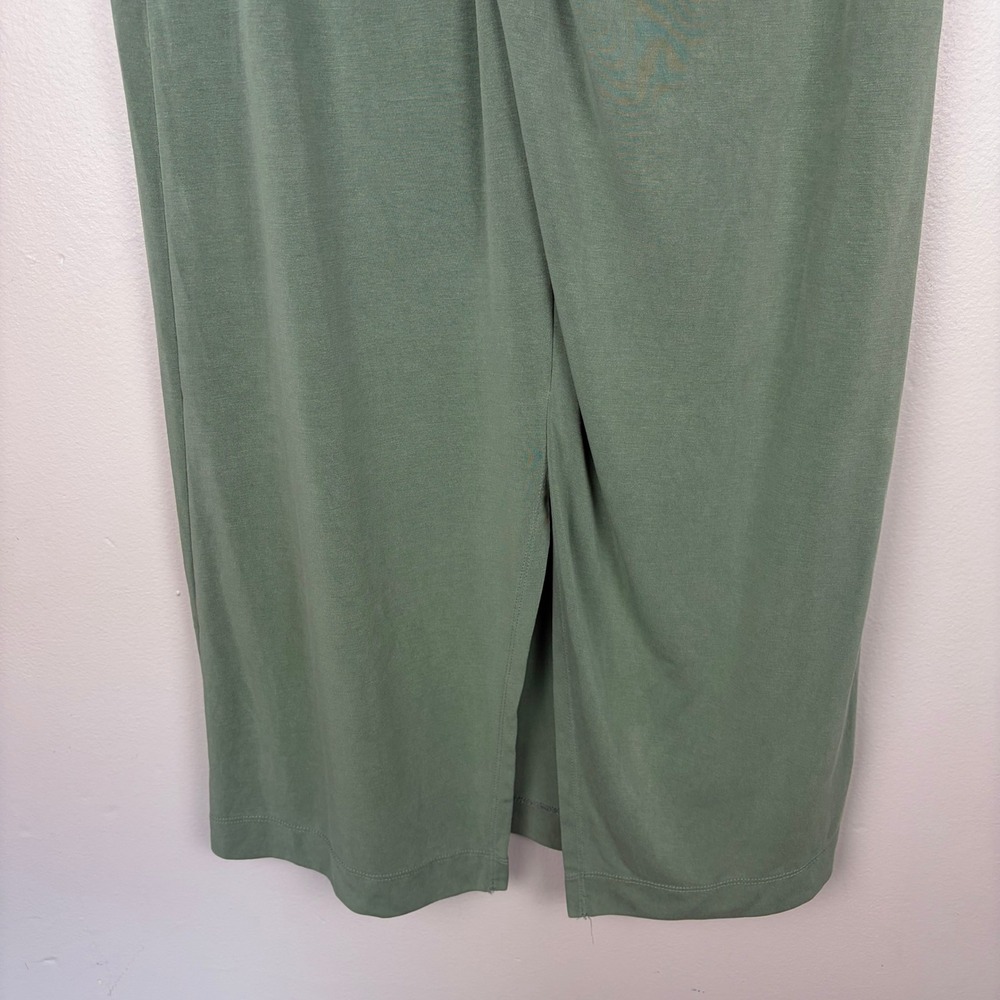 Anthropologie Juni Midi Skirt Light Green Twist Front Slit Elegant Size Medium - Picture 4 of 9